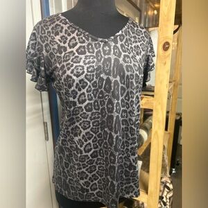 Leopard Print V-Neck Women's Top